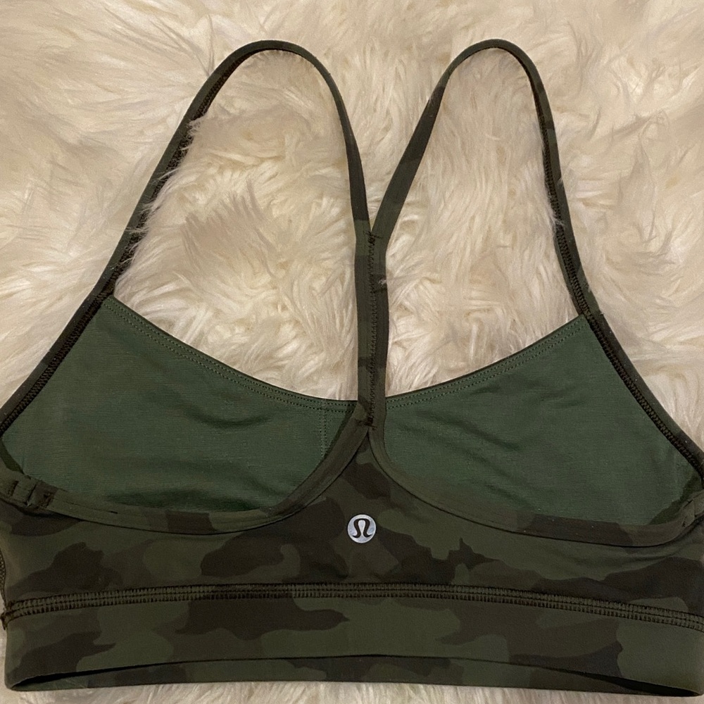 lululemon athletica Camo Slim-Strap Sports Bra - Olive Green/Black - Picture 3 of 4